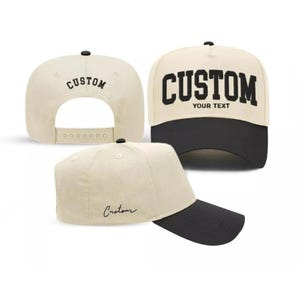 Two-Tone Snapback Hat – Custom A-FRAME Embroidered Cap with Personalized Text or Logo | Cream OTTO Snapback| Natural COLOUR hat
