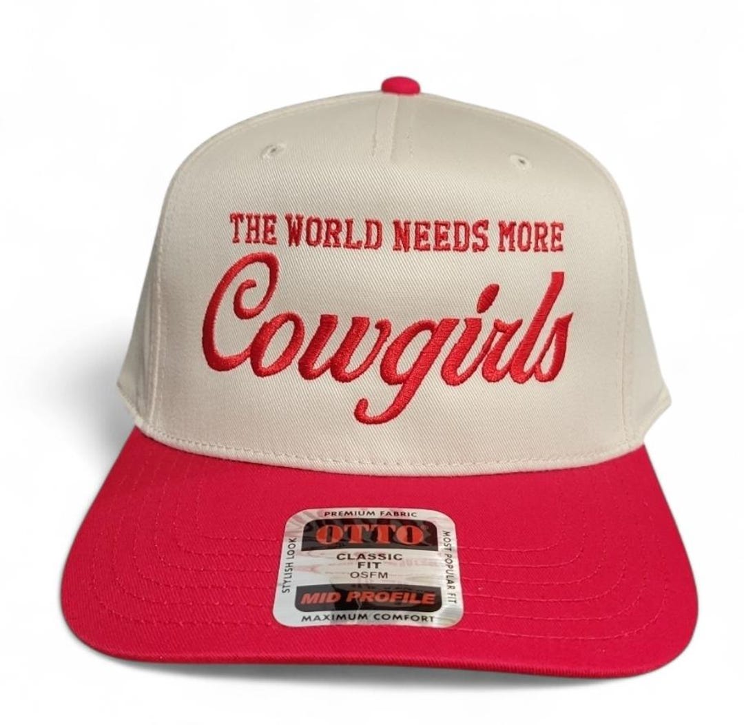 OTTO Cream and Red Trucker Hat OTTO Red and Natural Crown Split Mid Profile Baseball Cap  main image 2