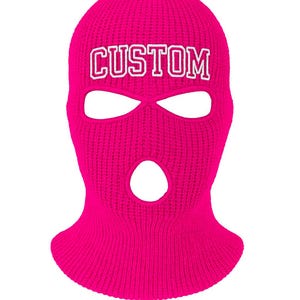 Custom Embroidered Pink Ski Mask: Personalized Balaclava| Customized Mask