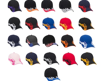 OTTO CAP 6-Panel Low Profile Baseball Cap | Custom Embroidery/Personalized Hats | U.S. Flag| Flame Design | custom embroidery| Gift for dad