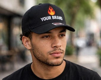 Solid Color Otto hats| Personalized Text or Logo Custom A-FRAME Embroidered Cream Otto Caps
