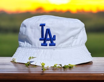 Dodgers LA bucket hat|  dodgers blue hat| LA hat|  Safari Hat LA| white Bucket Hat | white bucket Safari Cap | Los Angeles Bucket Hat