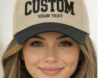 Two-Tone Khaki Snapback Hat, Custom A-Frame Embroidered Cap, Personalized Text or Logo, OTTO Snapback, Pick Your Color
