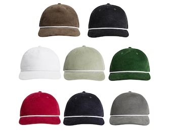 AS Colour Class Cord Rope Cap | Cotton 16-Wale Partridge Cord Snapback with Matte Rope Detail| Custom hat| Personalized hat| corduroy hat