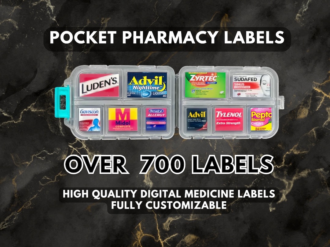 Pocket Pharmacy Printable Labels Pill Container Travel Pill Etsy