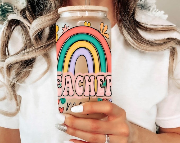 TEACHER Cup Wrap, 16 Oz Libbey Glass Can Tumbler Wrap, 16 Oz Cup Wrap