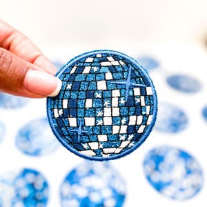 Disco Ball Patch Trucker Hat Patches DIY Patch Patch Preppy Patch Iron-On Embroidery Cute Patch Gray Patch Retro Patch Blue Dance Ball Patch