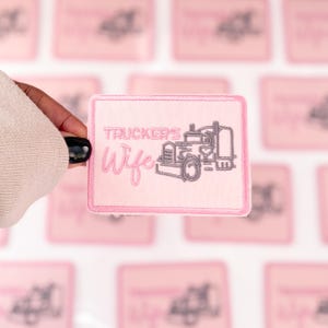 Embroidered Truckers Wife Patch Pink Trucker Hat Patches Cute On The Road Patch Pink Patches Unique Holiday Gift Preppy Pink Patch