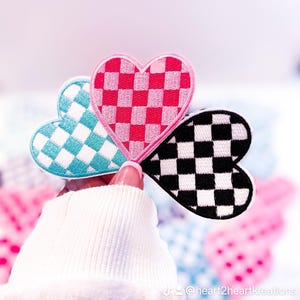 Trucker Hat Patches Checkered Heart Patch Girly Patches Heart Patch DIY Patches Trucker Cap Patch Embroidered Badge Hats