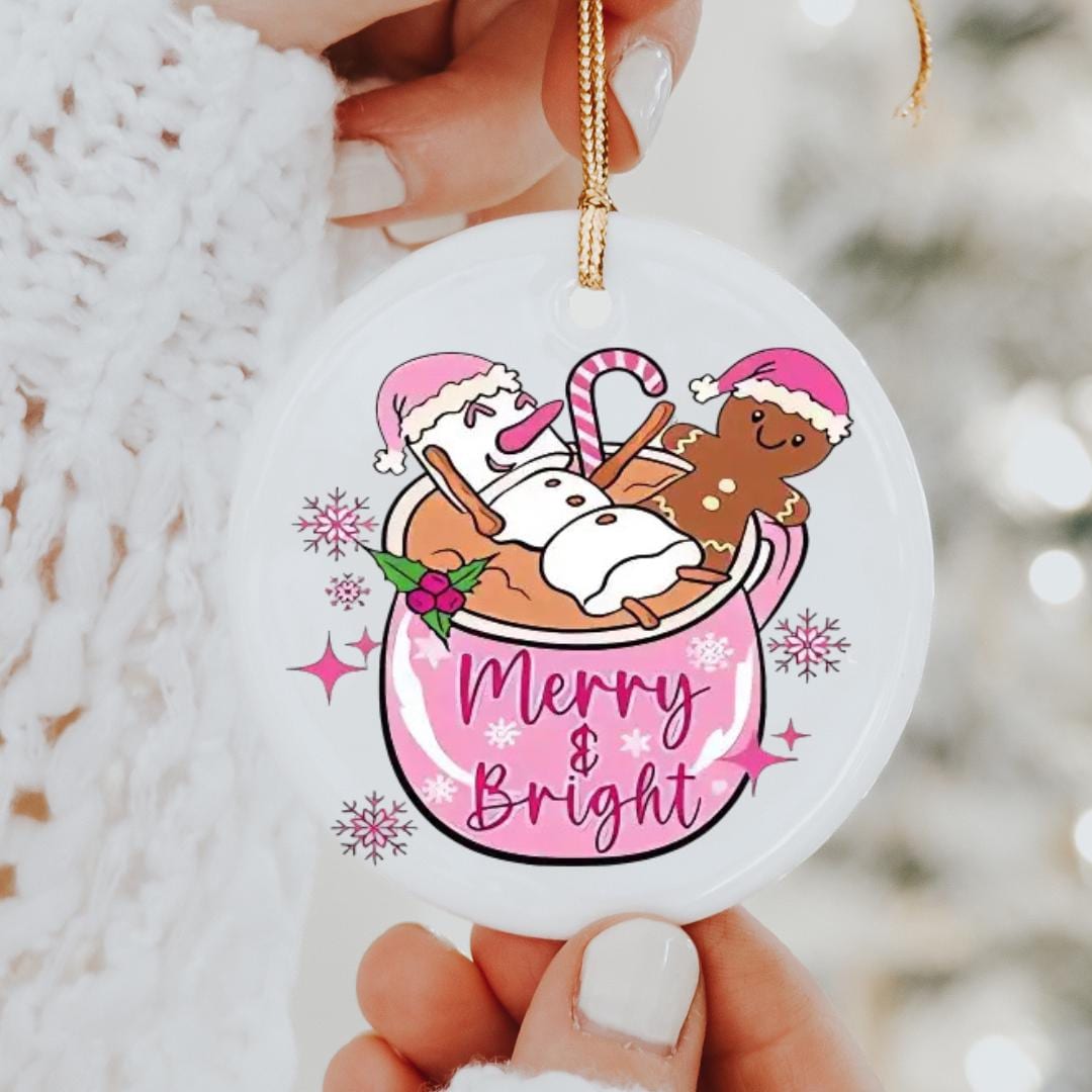 Pink Christmas UV DTF Sticker for Christmas Ornaments, Ready to Apply ...