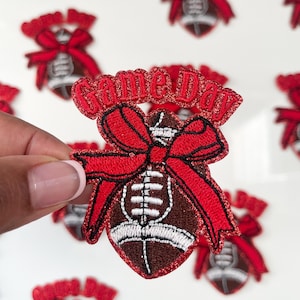 Embroidered Game Day Hat Patches For Sweatshirt Gameday Patch Embroidered Fall Shirt Touchdown Football Patch Red Game Day Patch