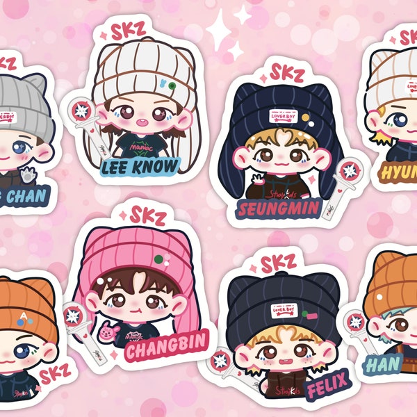 Stray Kids KPOP Stickers | SKZ Kpop vinyl decals for Journal, Water Bottle, Laptop and Photo Album, Bang Chan, Lee Know, Changbin, I.N