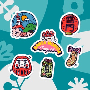 Cute Tokyo Japan Vinyl Sticker Sheet Decals for Journal, BuJo, Planner Stickers, Laptop Stickers, Water Bottle | Japanese Stickers Kawaii