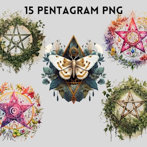 Clipart de pentagrama místico, clipart mágico, PNG pagão, feitiçaria, ocultismo, wicca, download digital