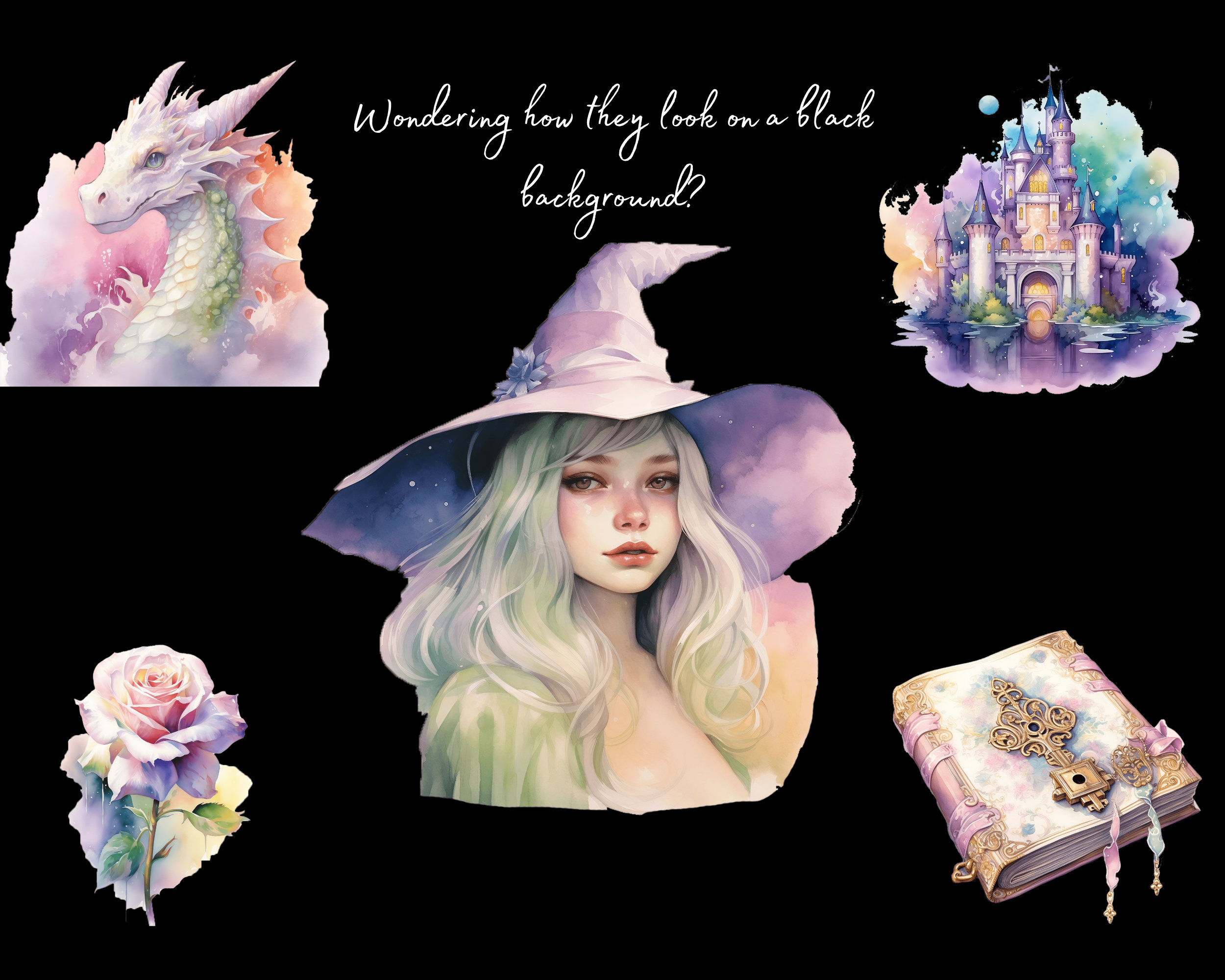 Watercolor Fairytale Clipart | Pastel Fantasy Unicorn | PNG for Junk ...