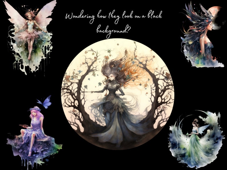 25 Magical Fairy Clipart |transparent PNG Sublimation Bundle | Fantasy ...