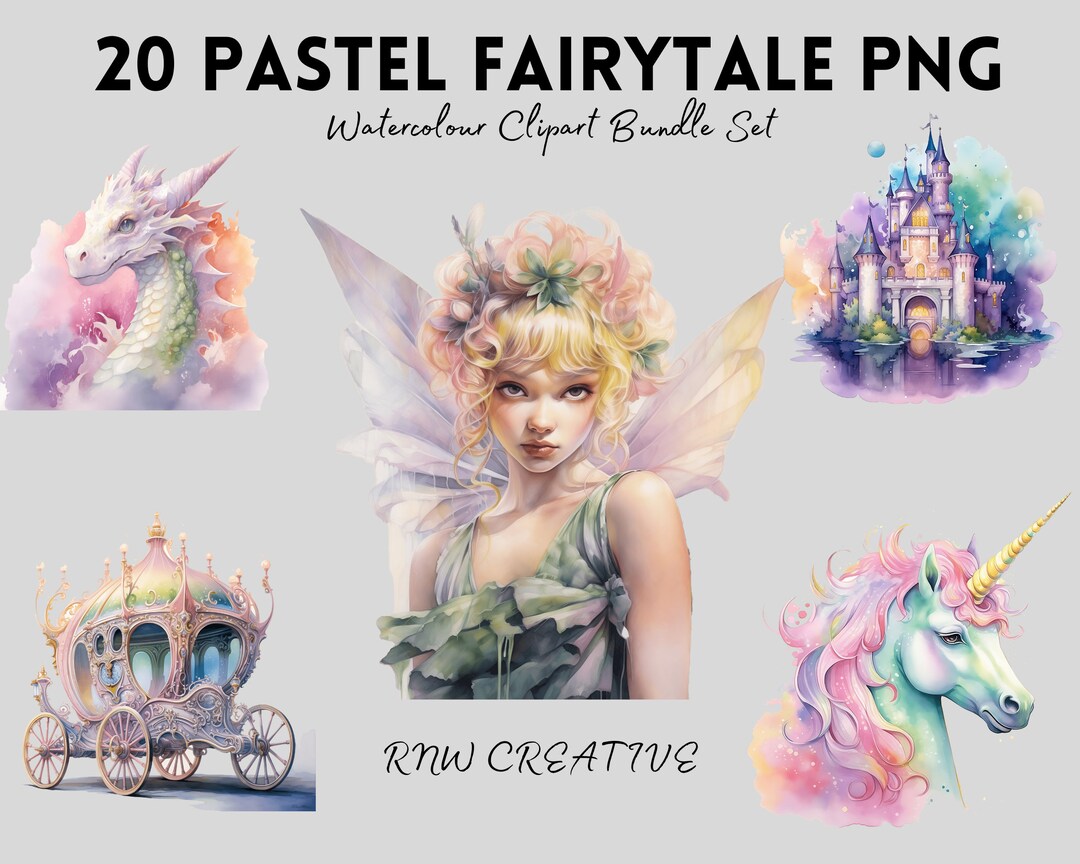 Watercolor Fairytale Clipart | Pastel Fantasy Unicorn | PNG for Junk ...