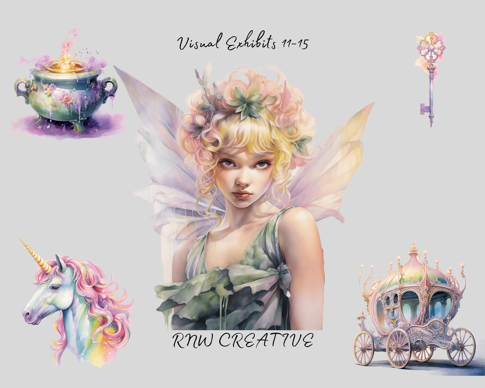 Watercolor Fairytale Clipart Pastel Fantasy Unicorn PNG for Junk ...