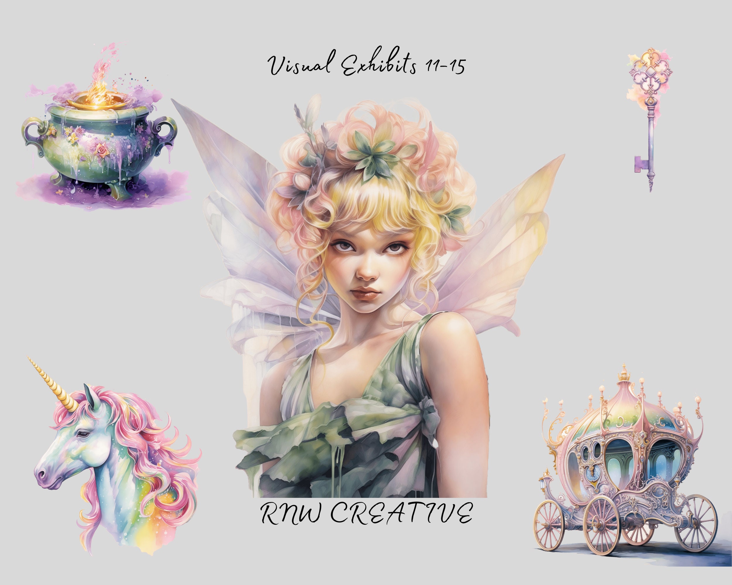 Watercolor Fairytale Clipart | Pastel Fantasy Unicorn | PNG for Junk ...