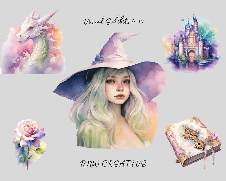 Watercolor Fairytale Clipart Pastel Fantasy Unicorn PNG for Junk ...