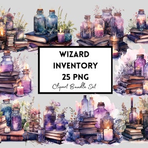Wizards Inventory Clipart Bundle, Witchcraft and Mystic  - Magic, Occult, Sublimation, Craft Files, Witch, PNG