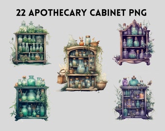 Apotheker kabinet clipart bundel-magie, mystiek, heidens, hekserij, sublimatie, ambachtelijke machinebestanden, occulte, drankjes