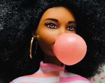 Bubblegum Barbie, Colors, Black, Pink, Orange, Retro, Photo, Artwork, Wall Art