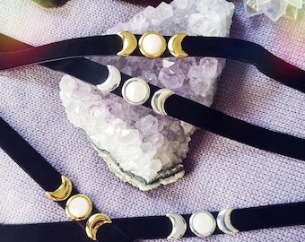 Moonstone Triple Goddess Moon Choker