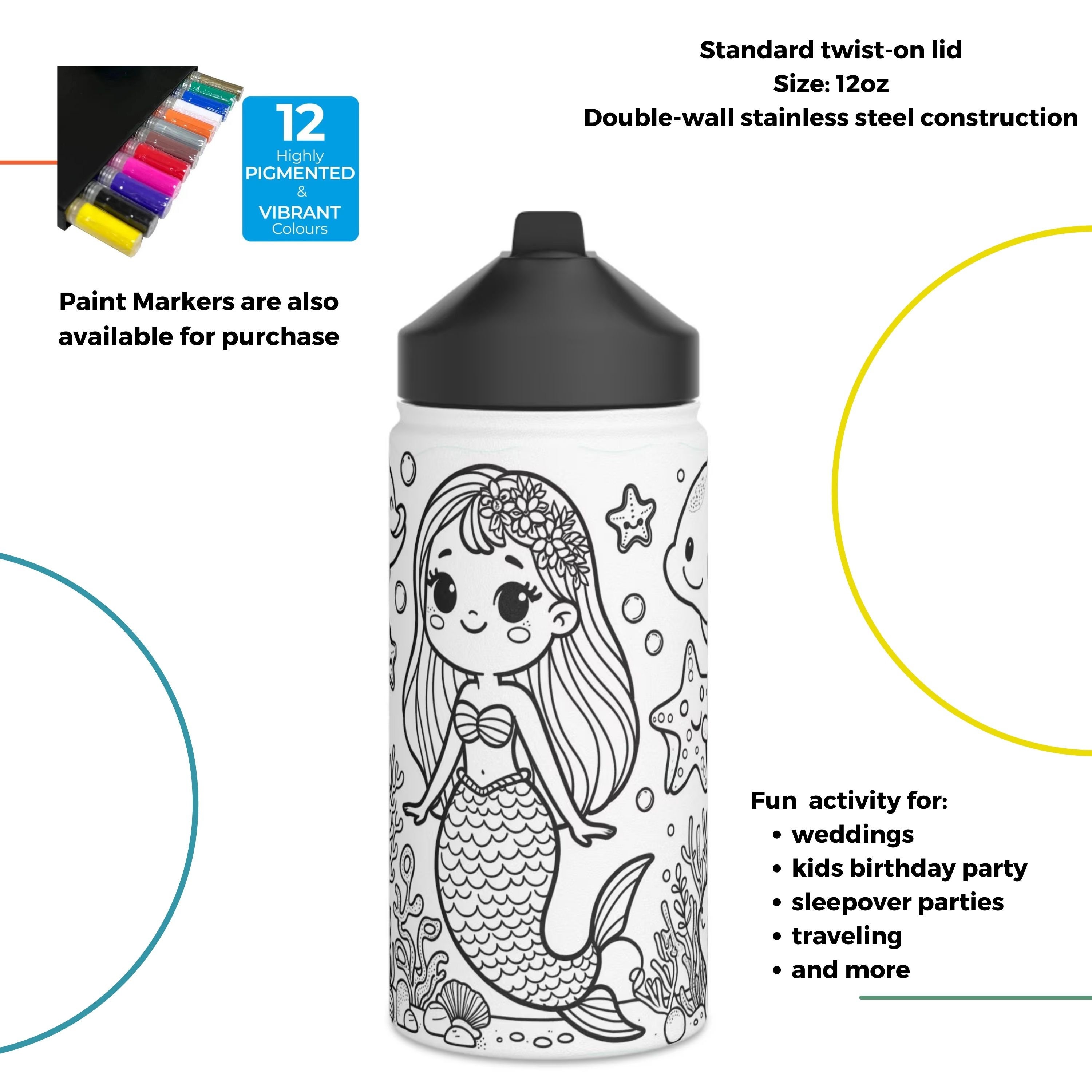 Kids 12 Ounce Stainless Steel Tumbler/the Little Mermaid/disneycups/kids  Spill Proof Cups/customkidscups 