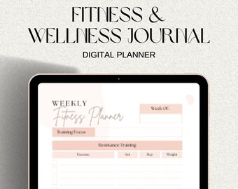 Fitness Planner, Wellness Journal, Fitness Goals, Vitamin Tracker, Bundle, Printable Fitness Journal, Goodnotes Digital Fitness Planner