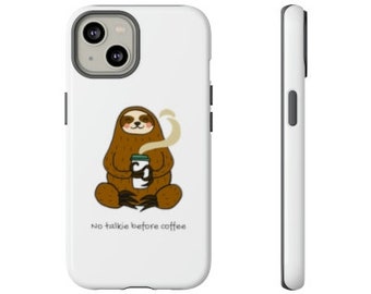 Sloth Hard Phone Case, White Phone Case, Samsung Phone Case, Birthday Gift, iPhone 14 13 12 11 Pro Max case 12 Mini XR case iPhone XS