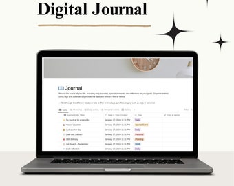 Digital Journal, Daily Journal Undated, Digital Journaling, Digital Notebook, Digital Journals, Daily Event Planning, Daily Reflections