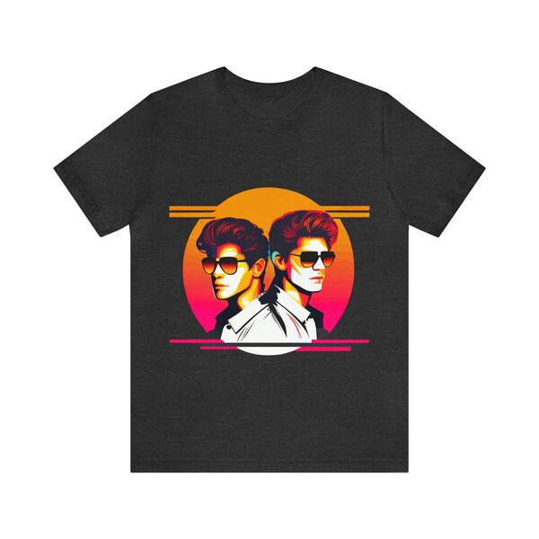 Gemini Twins Bromance Bro T-Shirt | Colorful Synthwave Graphic Tee for Fun-Loving, Adventurous Friends and Family