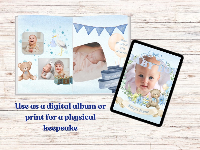 Baby Boy Photo Album, Baby's First Photos, Digital Album, Printable Album Etsy