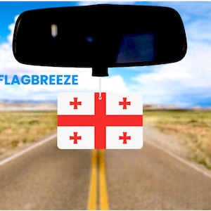 Georgia Country Flag Car Air Freshener | Georgia National Flag gift for her and him | Exchange Student Gift| Car Scent accessory for him her