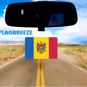 Moldava National Flag Car Air Freshener | Moldova Flag gift for her and him | Exchange Student Gift| Car Scent accessory for him her