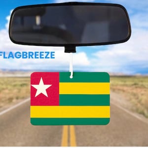 Togo National Flag Car Air Freshener, Togo Flag gift for her and him, car accessory car scent