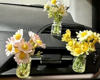 Flower Car Air Freshener with handmade oil, Plant Vent Clip, Car Accessories, Car Oil Diffuser, Plant Essential Oil, Car vent clip decor