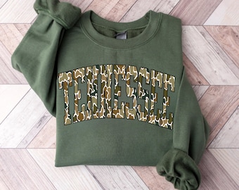 Tennessee Graphic Sweatshirt • Camo Tennessee Letters • Country Western Crewneck • Southern Comfort Pullover