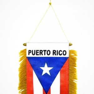 Puerto Rico Flag Car Accessory, Puerto Rico Flag Fringe Car Accessory Banner, Puerto Rico Car Flag Banner Accessory, Car Accessory