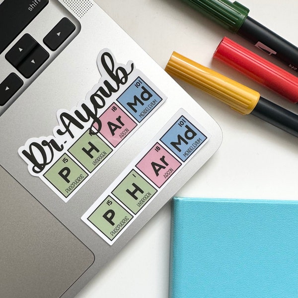 PharmD Periodic Table | Custom Option Available | Hand Lettered Waterproof Sticker