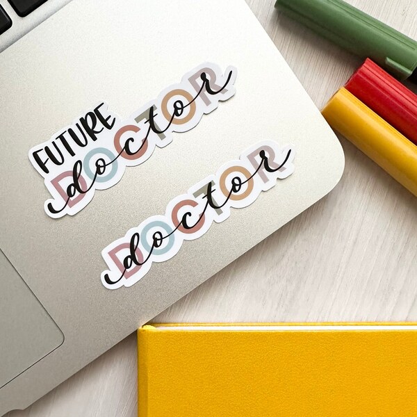 Doctor or Future Doctor Sticker | Hand Lettered Waterproof Sticker | Gift | Student Doctor | Waterbottle Laptop Decal | Pastel Theme Letters