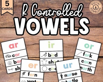 R Controlled Vowel, Flash Cards, Printable, Bossy R Chart, Word Wall Chart, Phonics, Classroom, Reading, Phonemic Awareness, R-Controlled