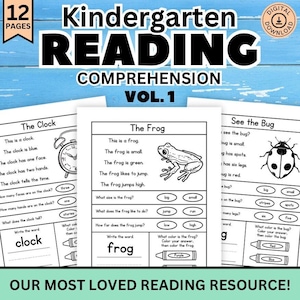 Reading Comprehension Worksheets for Kindergarten to First Grade, At Home Reading Worksheets with Questions for Homeschool and Tutoring