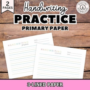 Horizontal Primary Paper, Preschool Handwriting Pages, Kindergarten Writing Sheets, First Grade Lined Paper, Tri Lined Pages, Spelling Pages