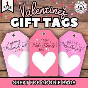 Valentine Gift Tags, Valentine’s Day Tags, Goodie Bag Tags, Valentine’s Day Gift Tags, Printable Gift Tags