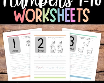 Counting Worksheets: Number Tracing 1-10, Preschool Kindergarten (PDF)