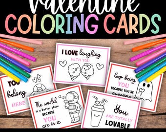Valentine’s Coloring Cards for Kids, Positive Affirmation (PDF)