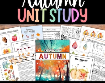 Autumn Unit Study, Science Study Unit, Fall Unit Study, Fall Educational Unit, Season Unit Study, Autumn Worksheets, Fall Unit Bundle