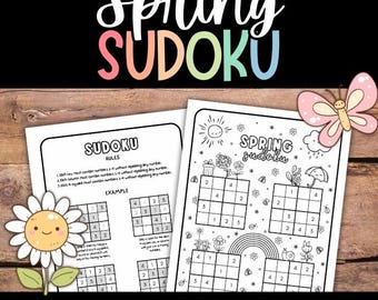 Spring Sudoku Puzzle, Beginner Math Game for Kids (PDF)